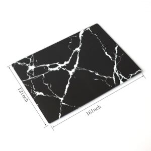 JAMBALAY Tempered Glass Cutting Board for Kitchen 12 x 16" 2 PCS, Marble Pattern Cutting Board, Chopping Board with Rubber Feet, Heat Resistant, Shatter Resistant, Dishwasher Safe, Black and Clear
