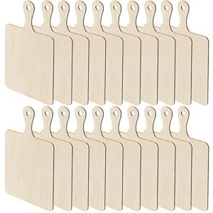 muklei 20 pcs 9.1 x 5.5 inch mini cutting board, wooden cutting board with handle, rectangle wooden paddle chopping board kitchen small serving board for vegetables fruits, diy, decor