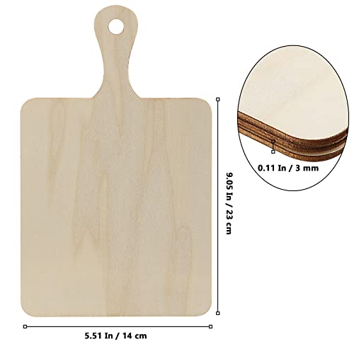 MUKLEI 20 PCS 9.1 x 5.5 Inch Mini Cutting Board, Wooden Cutting Board with Handle, Rectangle Wooden Paddle Chopping Board Kitchen Small Serving Board for Vegetables Fruits, DIY, Decor