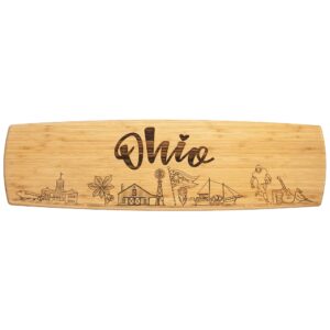 totally bamboo ohio extra-large charcuterie board and cheese plate with engraved artwork, 30" x 8.5"