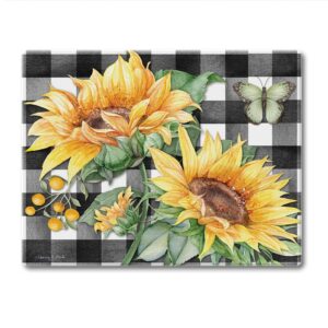 CounterArt Sunflower Fields Decorative 3mm Heat Tolerant Tempered Glass Cutting Board 10” x 8” Manufactured in the USA Dishwasher Safe