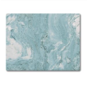 counterart teal quartz design decorative 3mm heat tolerant tempered glass cutting board 10” x 8” manufactured in the usa dishwasher safe