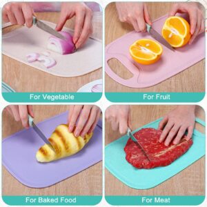 7 Pcs Kitchen Plastic Cutting Board Large Meat Fruit Cutting Board Mats Chopping Boards for Kitchen Non Scratch with Easy Grip Handle and Juice Grooves, 7.9 x 12.8 Inches