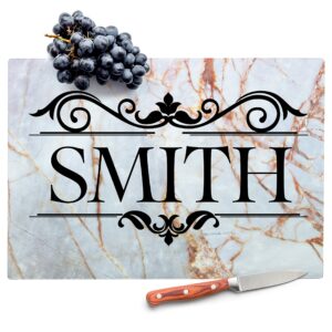 personalized kitchen signs for couples - 12 marble colors, 11x15 in - glass cutting board - wedding and anniversary