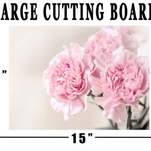 Flower Pink Carnation Floral Kitchen Glass Cutting Board Decorative Gift For Mom Design