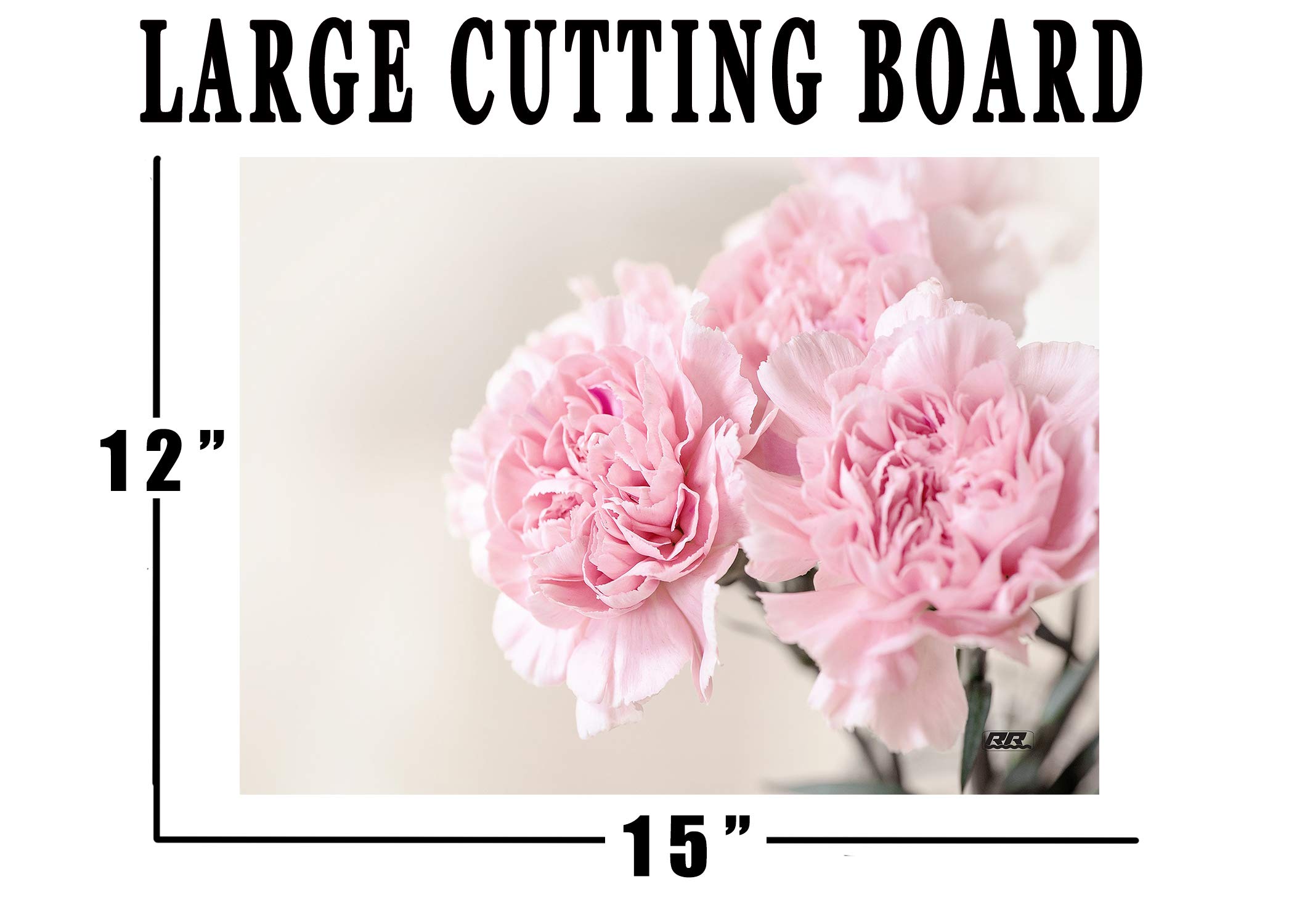 Flower Pink Carnation Floral Kitchen Glass Cutting Board Decorative Gift For Mom Design