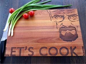 algis crafts | cutting board - let's cook | housewarming gift for newlyweds, birthday, wedding gifts | laser engraved board for couples | handmade chopping board for kitchen