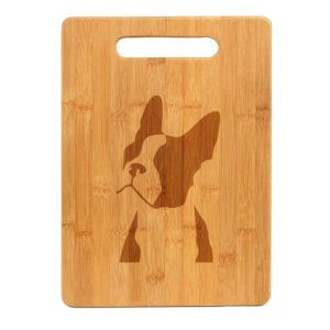 bamboo wood cutting board boston terrier face