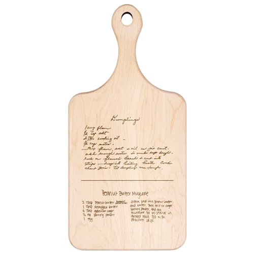 Personalized Handwritten Recipe Cutting Boards Custom Wooden Chopping Boards for Kitchen for Grandmother Kitchen Essentials Customized Chef Housewarming Presents (W/Handle Shape)