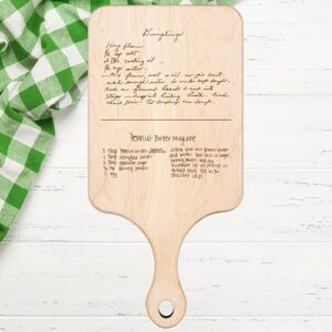 Personalized Handwritten Recipe Cutting Boards Custom Wooden Chopping Boards for Kitchen for Grandmother Kitchen Essentials Customized Chef Housewarming Presents (W/Handle Shape)