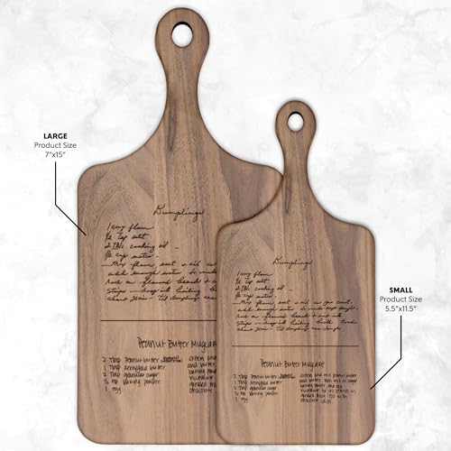 Personalized Handwritten Recipe Cutting Boards Custom Wooden Chopping Boards for Kitchen for Grandmother Kitchen Essentials Customized Chef Housewarming Presents (W/Handle Shape)