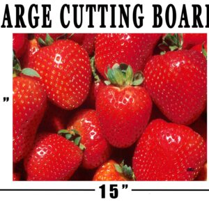 Cute Fresh Strawberry Kitchen Glass Cutting Board Decorative Strawberries Gift For Grandmother Wife Mom Design