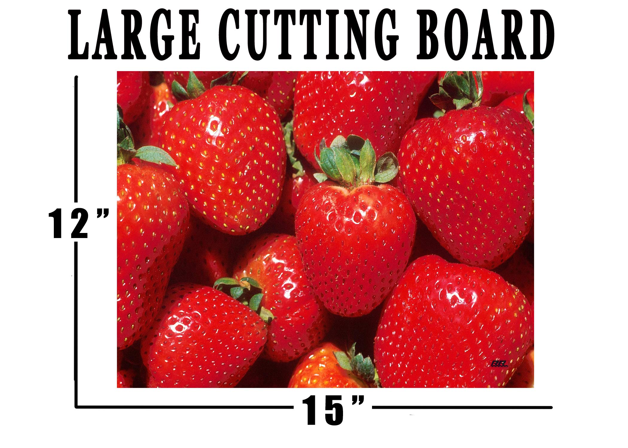 Cute Fresh Strawberry Kitchen Glass Cutting Board Decorative Strawberries Gift For Grandmother Wife Mom Design