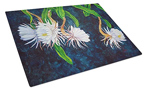 Caroline's Treasures FHC1006LCB Night Blooming Cereus Glass Cutting Board Large Decorative Tempered Glass Kitchen Cutting and Serving Board Large Size Chopping Board