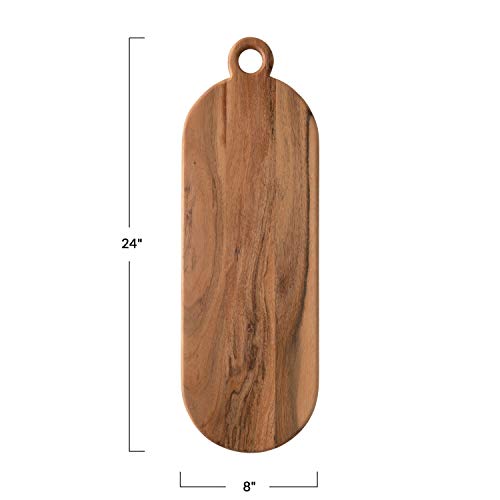 Creative Co-Op Acacia Wood Cheese Handle Cutting Board, 24" x 8", Brown