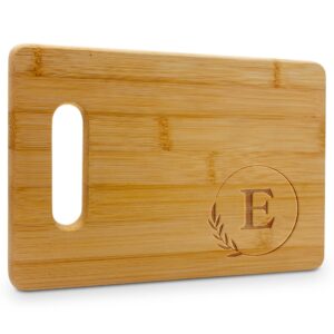 personalized cutting boards - small monogrammed engraved cutting board (e) - 9x6 customized bamboo cutting board with initials - wedding kitchen gift - wooden custom charcuterie boards by on the rox