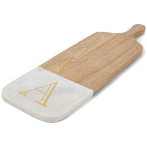 Mary Square Monogrammed A Gold Foil 20 x 6 Mango Serving Cutting Board with Handle