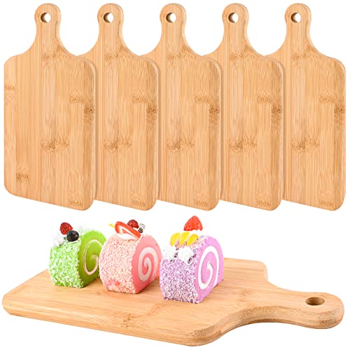 6 Pack Cutting Board Bulk Solid Thicken Bamboo Chopping Board Charcuterie Boards Serving Tray with Handle Unfinished Mini Cutting Boards for DIY Crafts Engraving (11.81x5.5x0.6inch)