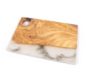 urthwood studios handmade olive wood charcuterie board with epoxy resin, cheese boards & party serving tray, wooden epoxy serving board, meat fruit cheese chopping and cutting board, unique gift