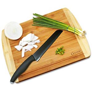 Wooden Cutting Boards for Kitchen: Organic Bamboo Wood Cutting Board with Juice Grooves - Best Wood Cutting Board for Meat & Vegetables - Large Decorative Serving Tray & Wood Cheese Board