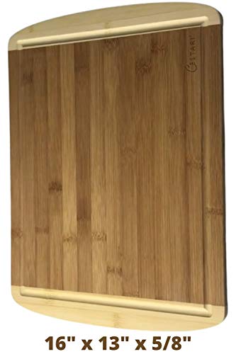 Wooden Cutting Boards for Kitchen: Organic Bamboo Wood Cutting Board with Juice Grooves - Best Wood Cutting Board for Meat & Vegetables - Large Decorative Serving Tray & Wood Cheese Board