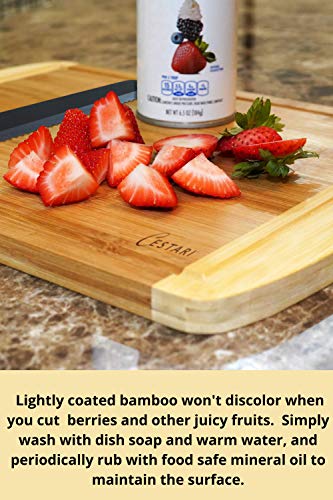 Wooden Cutting Boards for Kitchen: Organic Bamboo Wood Cutting Board with Juice Grooves - Best Wood Cutting Board for Meat & Vegetables - Large Decorative Serving Tray & Wood Cheese Board