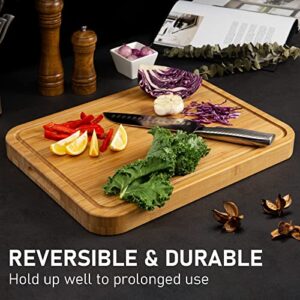 Turkey Carving Board, Heavy Duty Meat Cutting Board for Thanksgiving Bamboo Wood Butcher Block Brisket Cutting Boards with Juice Groove, Pyramid Spikes Stabilizes Steak or Turkey While Carving