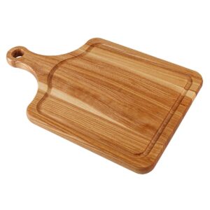 biol 15.7x9.8’’ wooden hardwood cutting board with handle for kitchen with deep juice groove bbq chinese turkey mini commercial - lipped round charcuterie board with lip, bread cheese, crackers