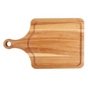 BIOL 15.7x9.8’’ Wooden Hardwood Cutting Board with Handle for Kitchen with Deep Juice Groove BBQ Chinese Turkey Mini Commercial - Lipped Round Charcuterie Board with Lip, Bread Cheese, Crackers