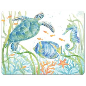 cut n' funnel sea life serenade designer flexible plastic cutting board mat, 15" x 11.5", made in the usa, decorative, flexible, easy to clean
