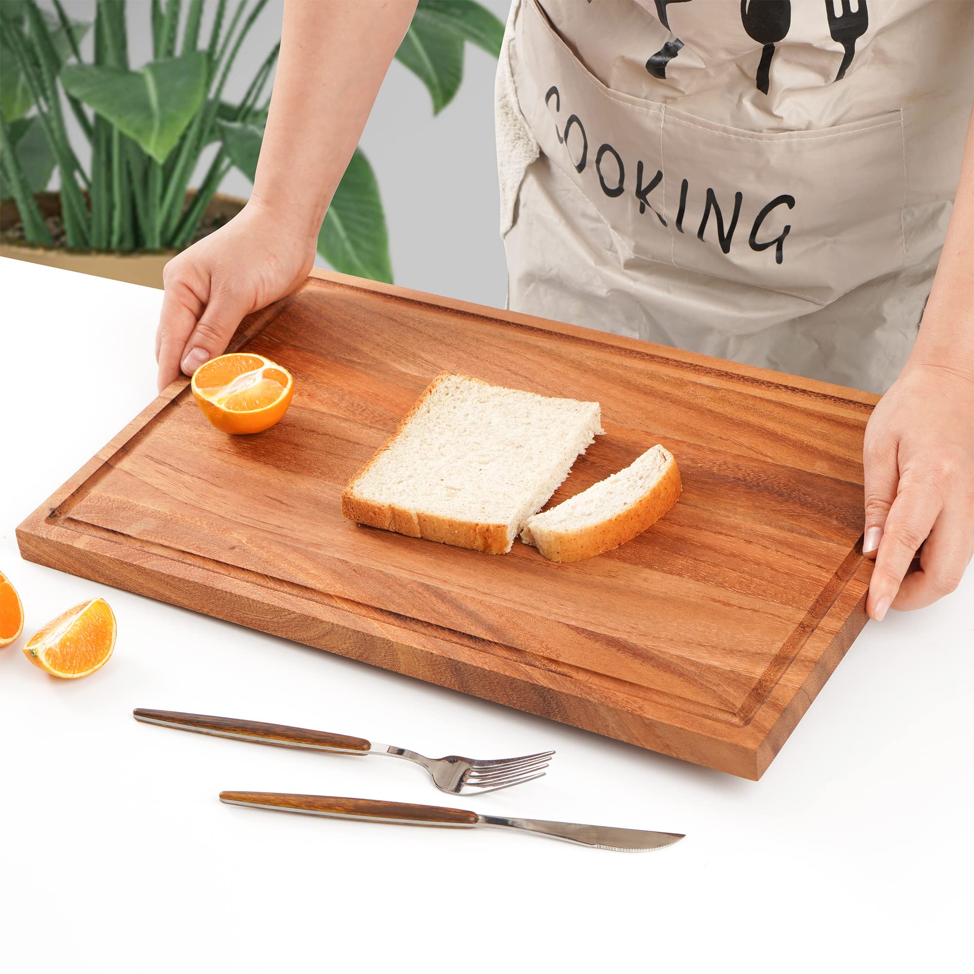 YIFAN Best Walnut Wood Cutting Board for Kitchen Reversible Wooden Chopping Board With Juice Grooves Butcher Block Wooden Try boards for Christmas Present Gift(17 x 11 x 1inches)