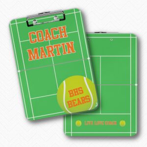 personalized double sided tennis coach clipboard | custom personalized dry erase clip board | coach appreciation | teacher appreciation