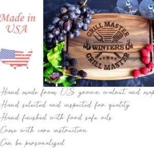 Personalized Grill Wood Cutting Board Handmade in USA – Best Serves as Chopping board, Charcuterie board, Cheese board – Unique Wooden Grilling Gift for men Birthday, Housewarming & Anniversary