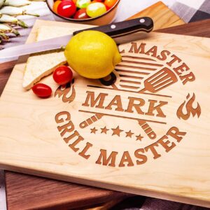 Personalized Grill Wood Cutting Board Handmade in USA – Best Serves as Chopping board, Charcuterie board, Cheese board – Unique Wooden Grilling Gift for men Birthday, Housewarming & Anniversary