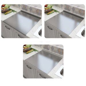 Kitchen Pastry Board Stainless Steel Chopping Board with Lip Double Sided Chopping Board Easy To Clean Non-Slip 'L' Shape for cutting cheese,slicing pizza (23.6 * 23.6in(60 * 60cm),Thick:2mm)