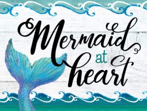 mermaid at heart teal 12 x 17 glass cutting board