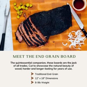 The Boardsmith Maple End Grain Cutting Board - Premium, Hand Crafted End Grain Wood Cutting Board for Kitchen - Seamless Butcher Block - Handmade Cutting Board (Medium)