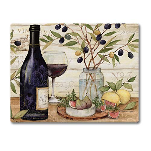 CounterArt California Wine Decorative 3mm Heat Tolerant Tempered Glass Cutting Board 10” x 8” Manufactured in the USA Dishwasher Safe