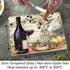 CounterArt California Wine Decorative 3mm Heat Tolerant Tempered Glass Cutting Board 10” x 8” Manufactured in the USA Dishwasher Safe