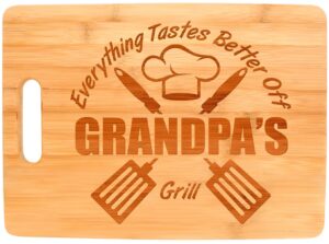 laser engraved cutting board everything tastes better off grandpa's grill gifts for grandpa grilling gifts for chefs grandpa birthday gifts big rectangle bamboo cutting board