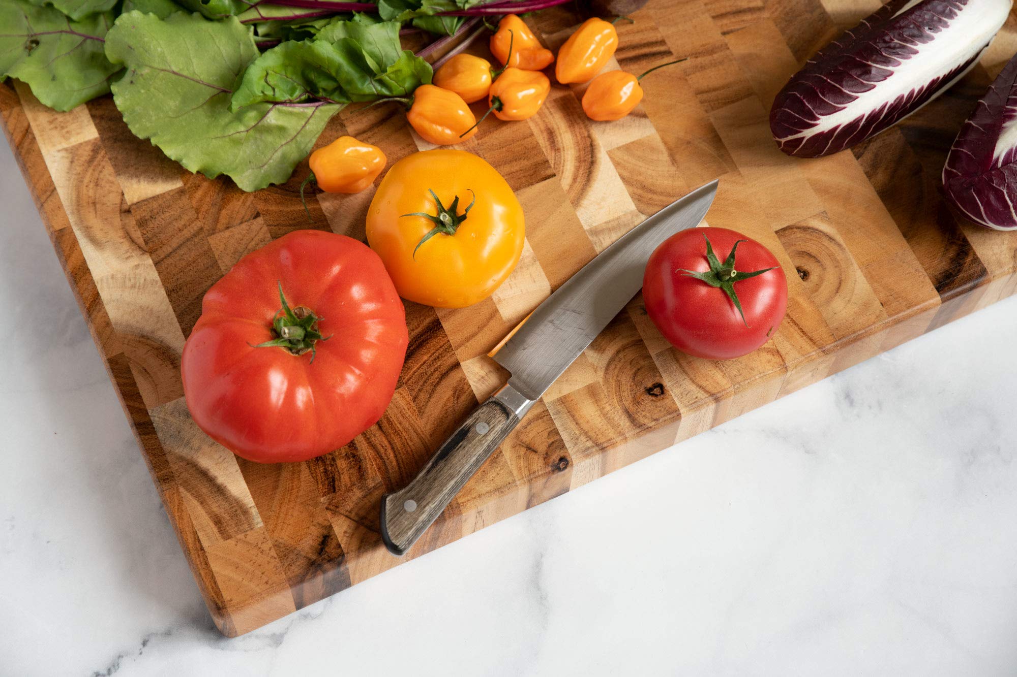 Villa Acacia Extra Large Butcher Block - 24x18 Inch, 2" Thick Wooden Cutting Board