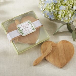Kate Aspen 4PCS Tastefully Yours Heart Shaped Bamboo Cheese Board, Miniature Cutting Board, Favors Decorations Guest Gifts for Wedding, Bachelorette, Bridal Shower & More