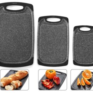 Home & Kitchen Essentials 3-Piece Cutting Board Set. Reversible, Marble Granite Gray, BPA Free, Dishwasher Safe, Easy-Grip Handle and Non-Porous with Juice Grooves