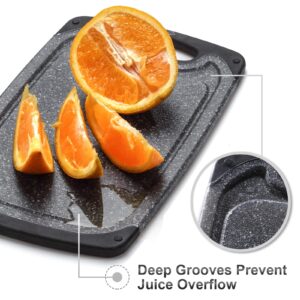 Home & Kitchen Essentials 3-Piece Cutting Board Set. Reversible, Marble Granite Gray, BPA Free, Dishwasher Safe, Easy-Grip Handle and Non-Porous with Juice Grooves