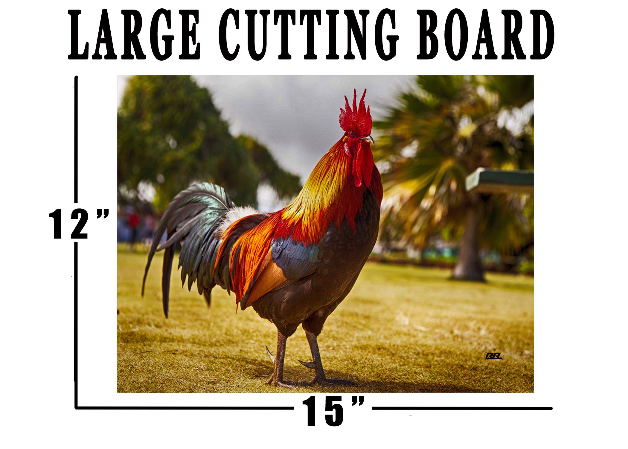 Farm Animal Rooster Barnyard Kitchen Glass Cutting Board Barn Decorative Gift Farmhouse Ranch Design