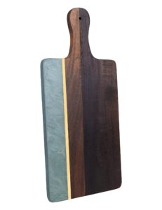 fkksparkler cutting board with marble and wood, 16.5”x 7” cheese board with handle,serving board for bread, cheese, meat, fruits, and vegetables, charcuterie boards for kitchen as serving trays