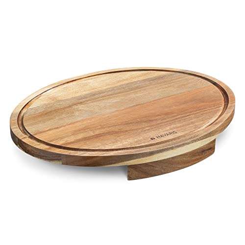 Navaris Corner Countertop Cutting Board - 12.6" x 16.5" Acacia Wood Round Cutting Board - Space Saving Chopping Board for Kitchen Counter Corners