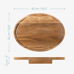 Navaris Corner Countertop Cutting Board - 12.6" x 16.5" Acacia Wood Round Cutting Board - Space Saving Chopping Board for Kitchen Counter Corners