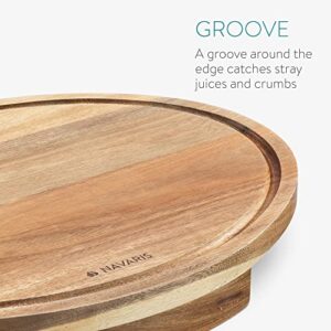 Navaris Corner Countertop Cutting Board - 12.6" x 16.5" Acacia Wood Round Cutting Board - Space Saving Chopping Board for Kitchen Counter Corners