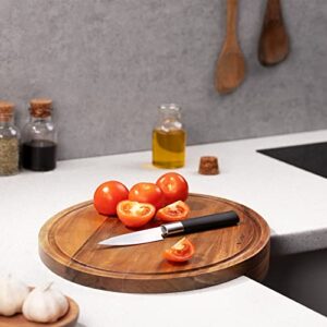 Navaris Corner Countertop Cutting Board - 12.6" x 16.5" Acacia Wood Round Cutting Board - Space Saving Chopping Board for Kitchen Counter Corners